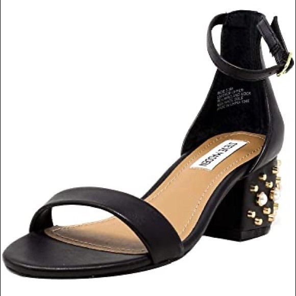 Steve Madden Black Leather Indie Sandals Size 6 - Picture 2 of 6